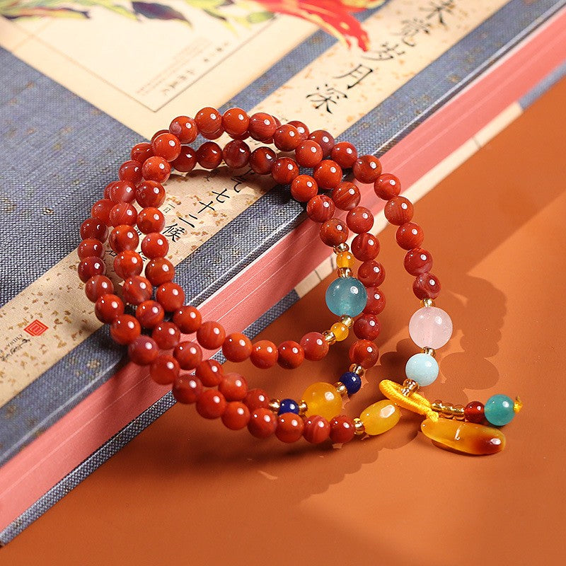 South Red Agate Beeswax Pendant Ethnic Style Bracelet 5mm