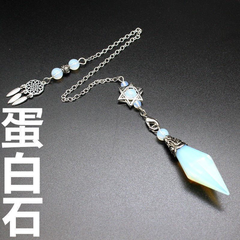 Natural stone double-pointed diamond-cut pendulum dream catcher six-pointed star pendant