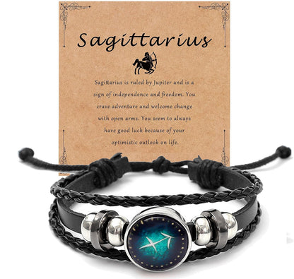 Luminous Zodiac Multi-layer Braided Leather Bracelet