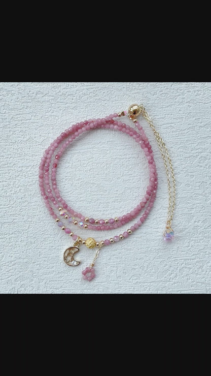 Natural Pink Opal Opal Bracelet 3mm