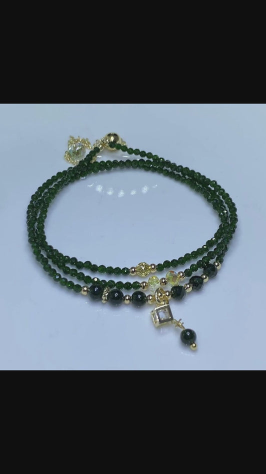 Green gold sandstone bracelet necklace