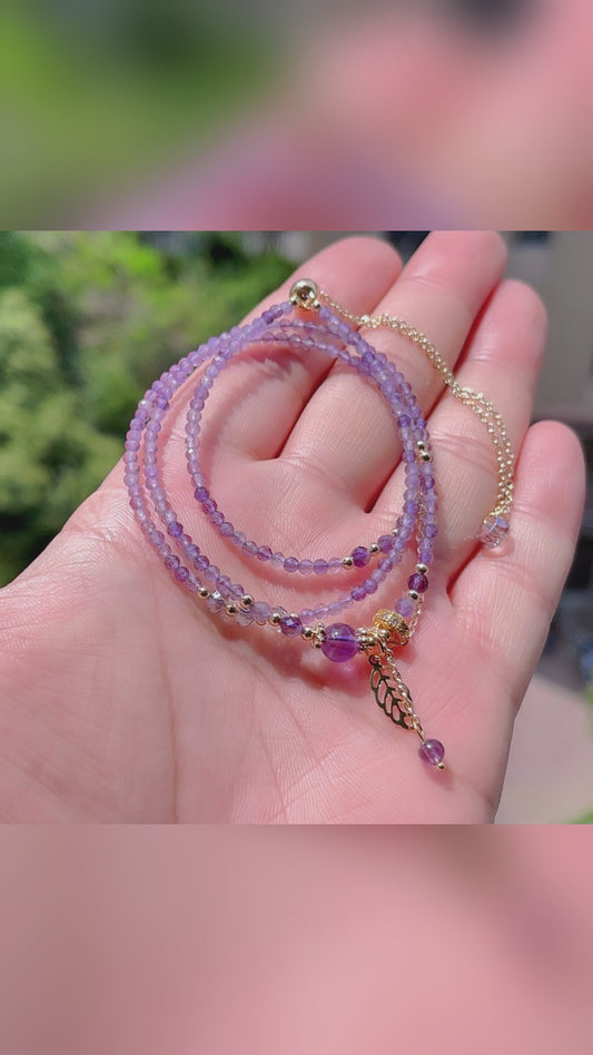 Amethyst Faceted Three Circle Bracelet