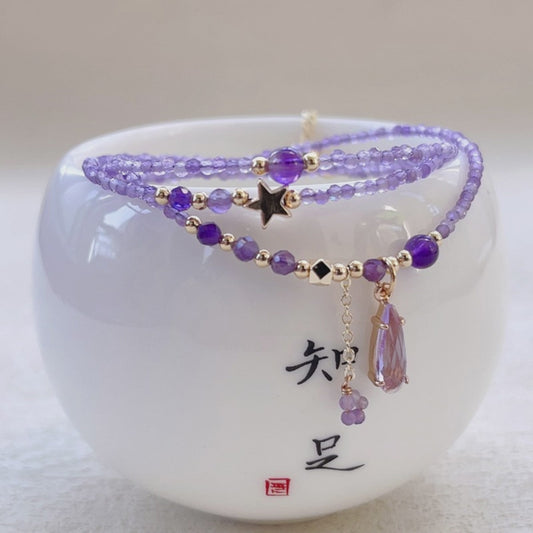 Natural Amethyst Multi-layered Bracelet